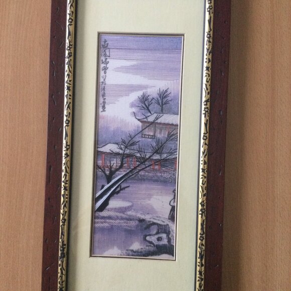 4 Pcs Vintage Chinese 4 season thread embroidery art handmade solid wood frame - Picture 5 of 10